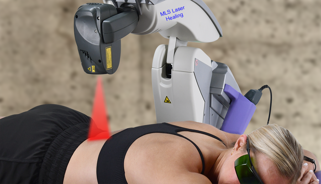 Patient receiving Class 4 MLS laser therapy